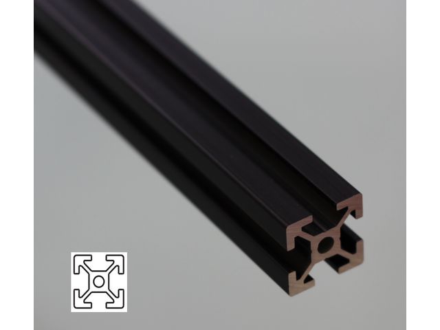 Aluminium profile 20x20 6mm slot black anodised